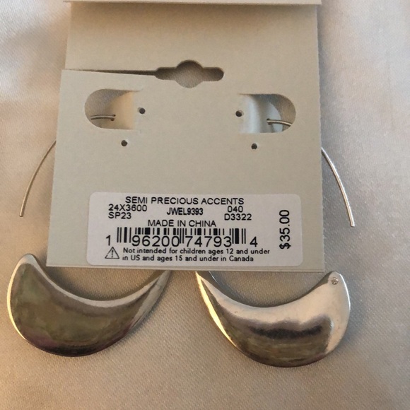 Lucky Brand Silver Tone Turquoise Stone Threader Hoop Earrings NWT - Picture 12 of 12